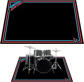 Tapete de tambor, tapete de bateria com fundo antiderrapante (4 x 5,3 pés), tapete de bateria para redução de ruído, almofada para bateria de jazz e conjunto de bateria elétrica, presente ideal
