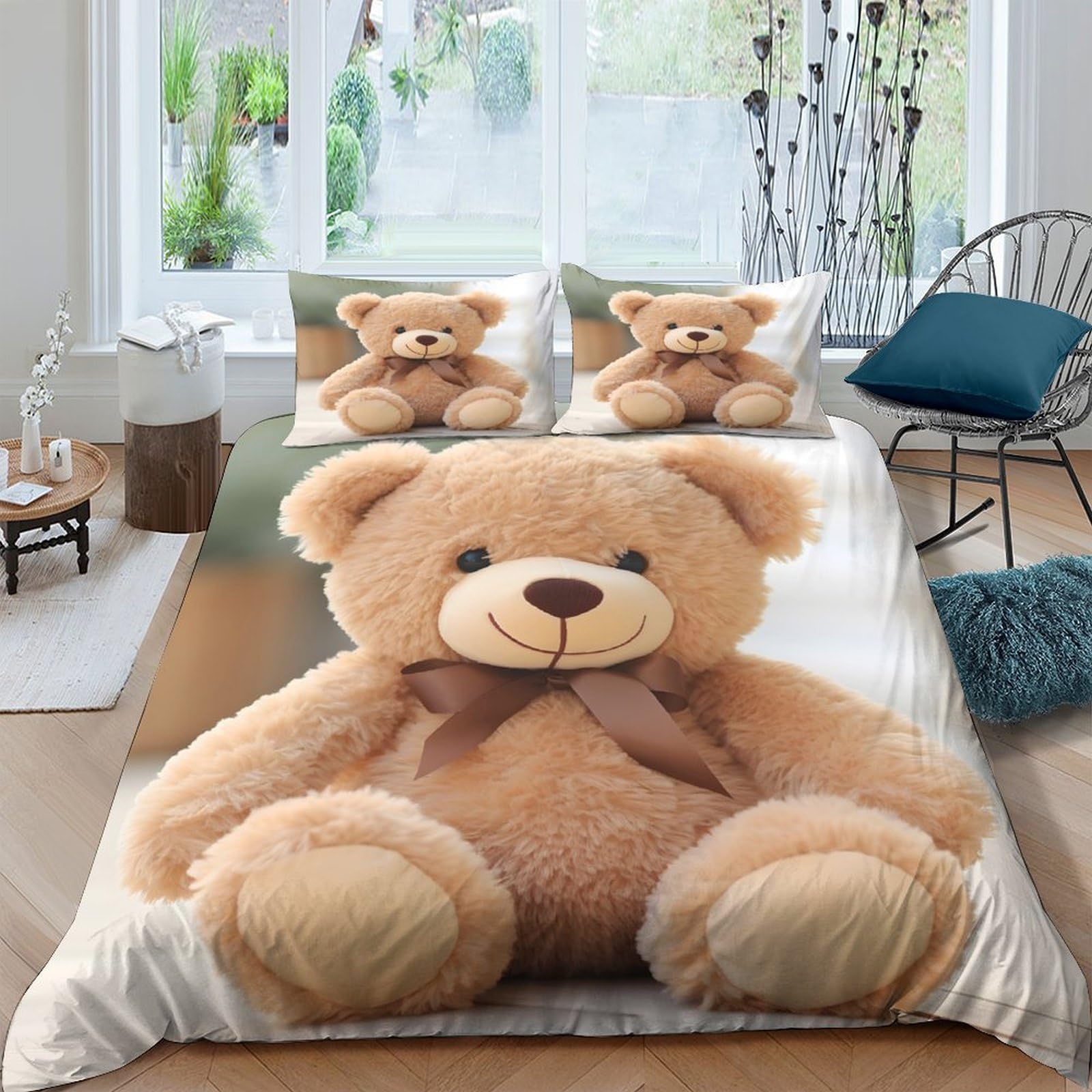 Ctjqhvkz Style-2 3D Printed Cute Teddy Bear Fitted Sheet Microfiber Soft Plush Cartoon Mattress Cover For Bedroom Dorm Protective Bedding Decor Single（135X200cm）