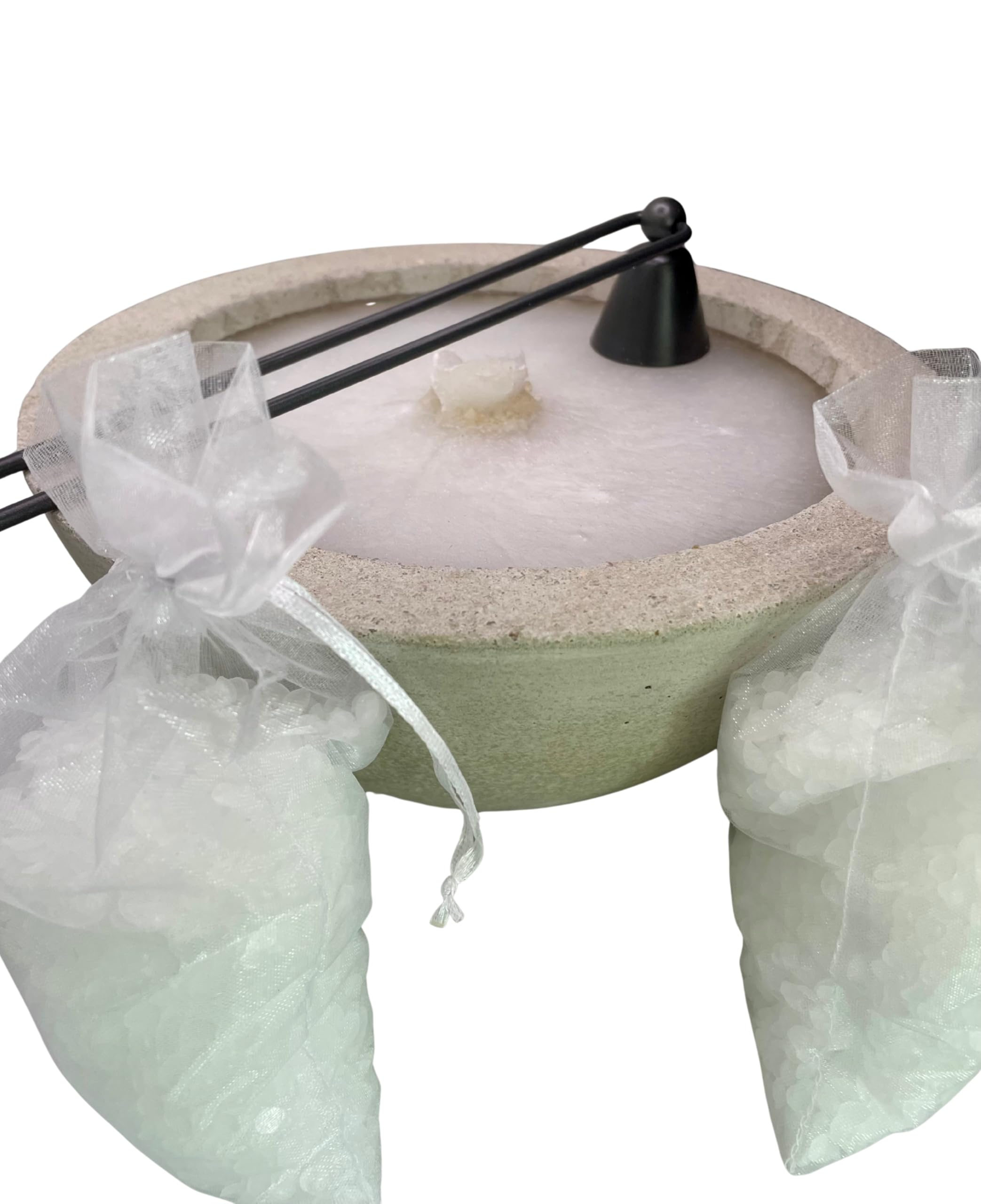Wachsfresser Kerzenfresser Geschenkset Schmelzlicht mit Dauerdocht & Dochthalter Beton Feuerschale Schmaler Rand Ø 24 cm Nachhaltige & Wiederbefüllbare Beton-Kerze