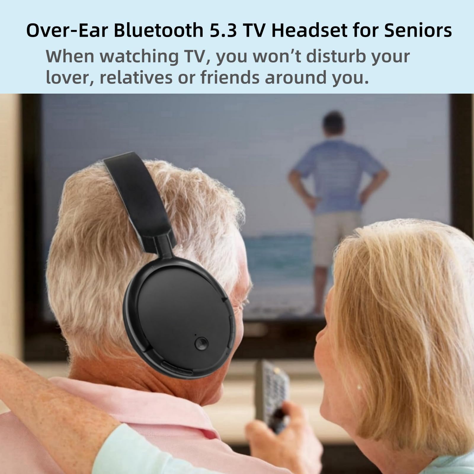 Casque sans fil pour TV, Casque Supra-Auriculaire Bluetooth 5.3 avec Fonction Radio RM, Casque TV Sans Fil Léger pour Personnes âGées, 30 Heures de Lecture, port Confortable Sans délai Audio, Noir