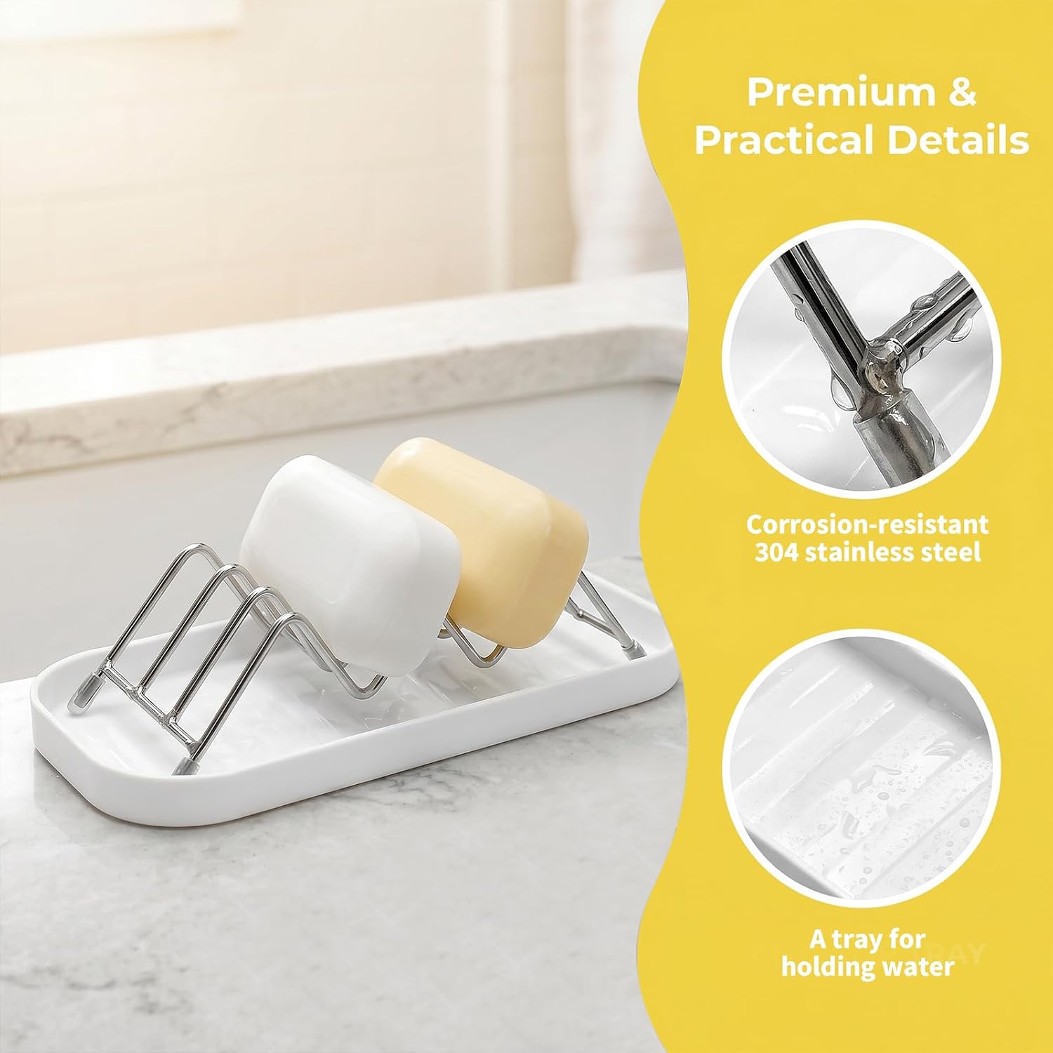 Shampoo Bar Holder, Stainless Steel Soap Dish for Shower