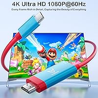 Vista 4 de USB C to HDMI Cable for Nintendo Switch/Switch OLED, 2M/6.6FT Adapter with 4K Output,100W PD Charging Port,Replaces The Original Dock for Easy Travel