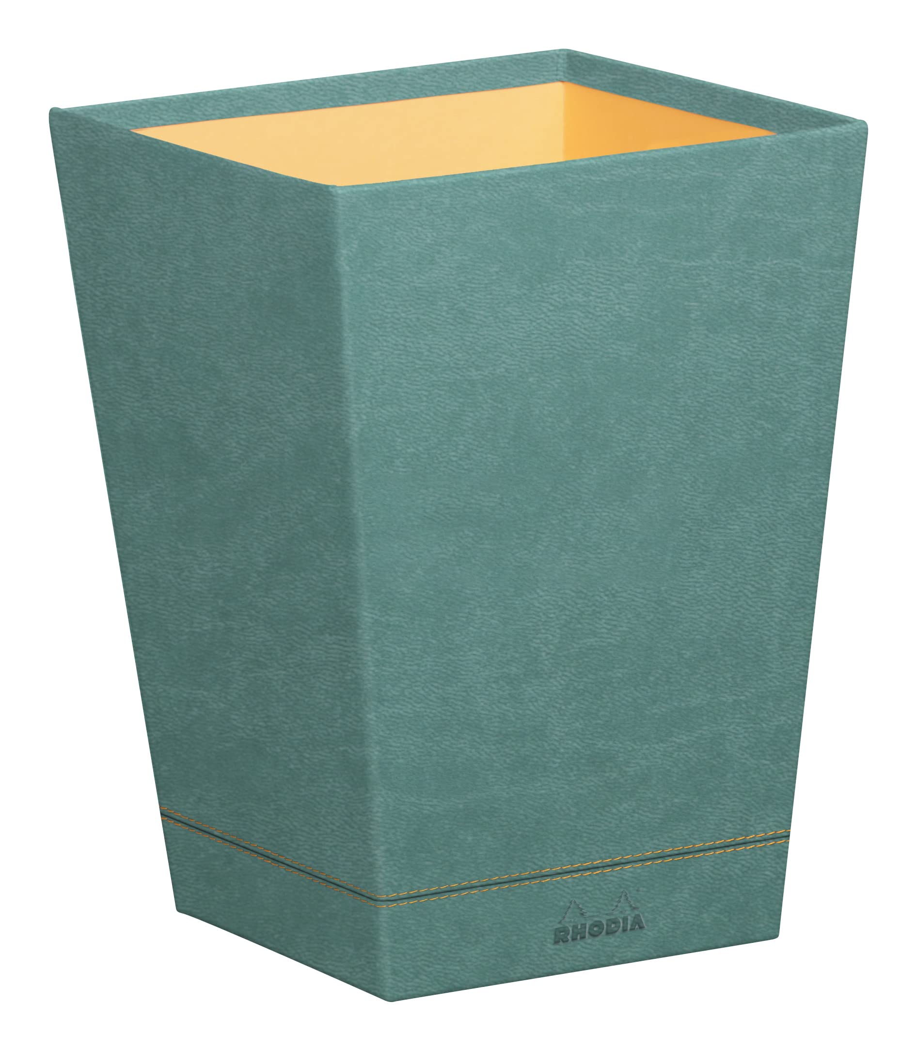 RHODIA 194626C - Water Waste Paper Bin - 24x24x32 cm - Orange Saddle Stitching - Faux Leather Exterior - Home Office Collection Rhodiarama - Office Organization & Designer Storage