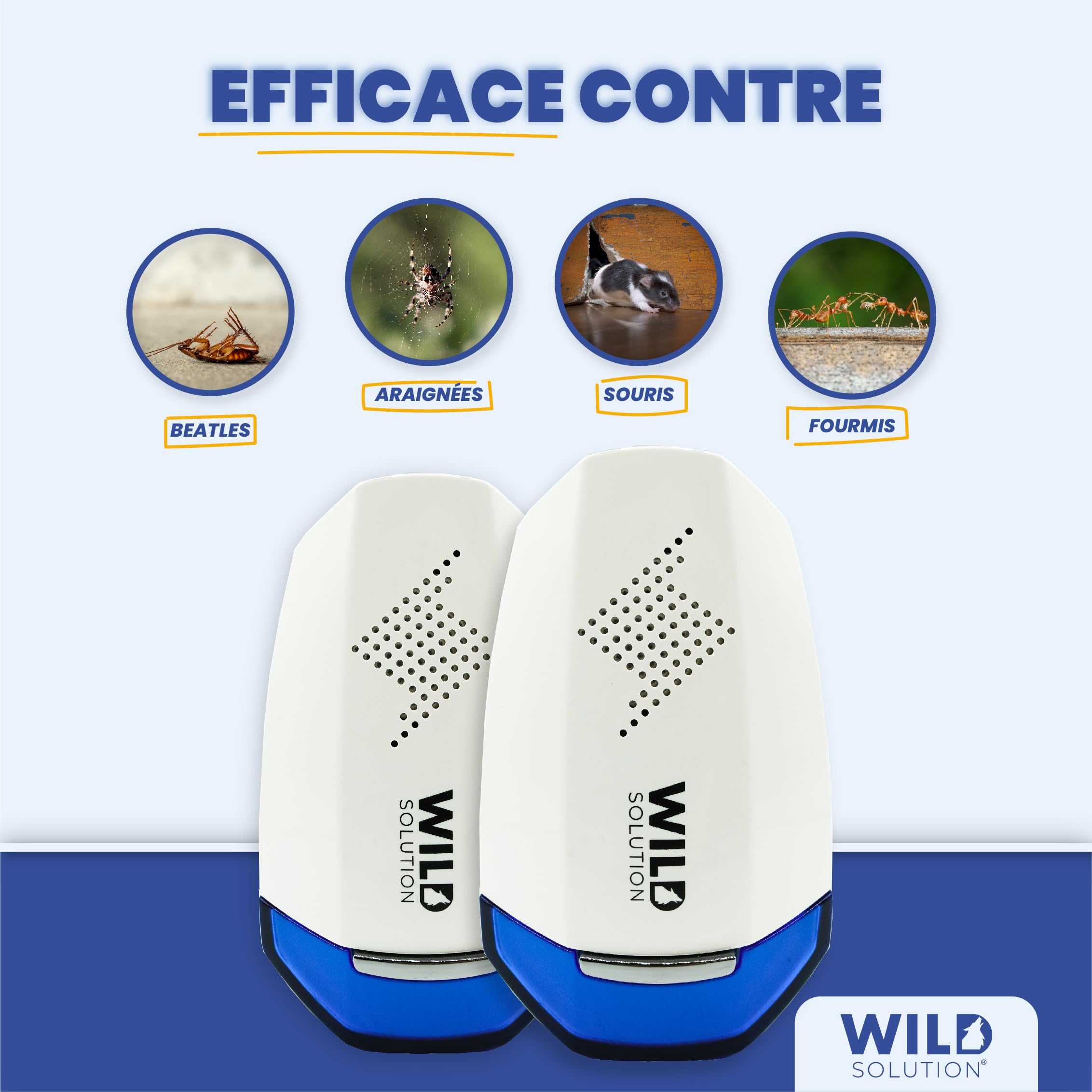 Pest Whisperer 2.0 - Ultrason Souris et Rats Professionnel - Anti Cafard - Repulsif Souris - Anti Souris, Rats, Cafards, Fourmis et Insectes - Puissance Combinée 16 W - Non Toxique - 2 Unitès