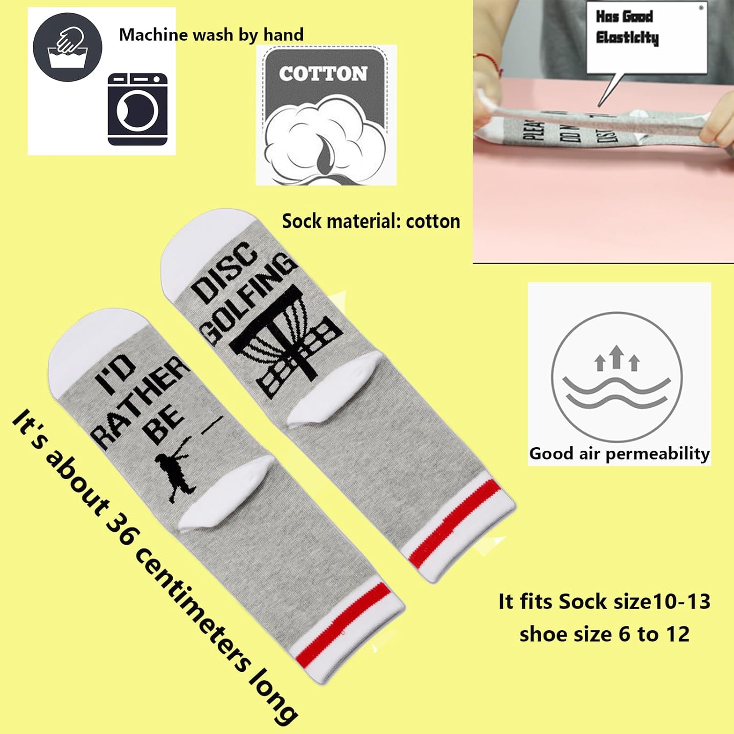 TSOTMO Disc Golf Socks I'D Rather Be Disc Golfing Funny Socks For Golf Lover Player Coach Gift - Image 4