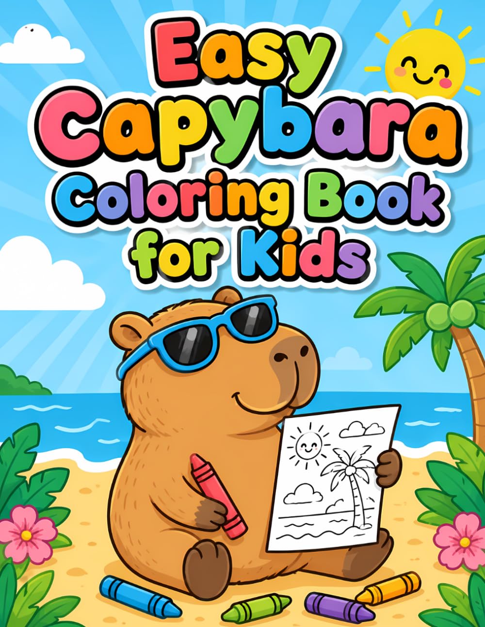 Easy Capybara Coloring Book for Kids: Cute and Simple Capybara Coloring Pages for Children Ages 4-8