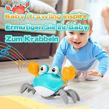iKidiki Crab Baby Toy 6-12 Months Children's Toy from 1 2 3 4 Years Boy Girl Crawling Toy Baby Gift Boy Girl Toy from 1-4 Years Tummy Time Toys Musical Learning Toy
