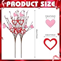 Vista 4 de VAIPI Paquete de 9 palillos artificiales de bayas de corazón para el día de San Valentín, tallos de bayas rojas artificiales, ramo de flores