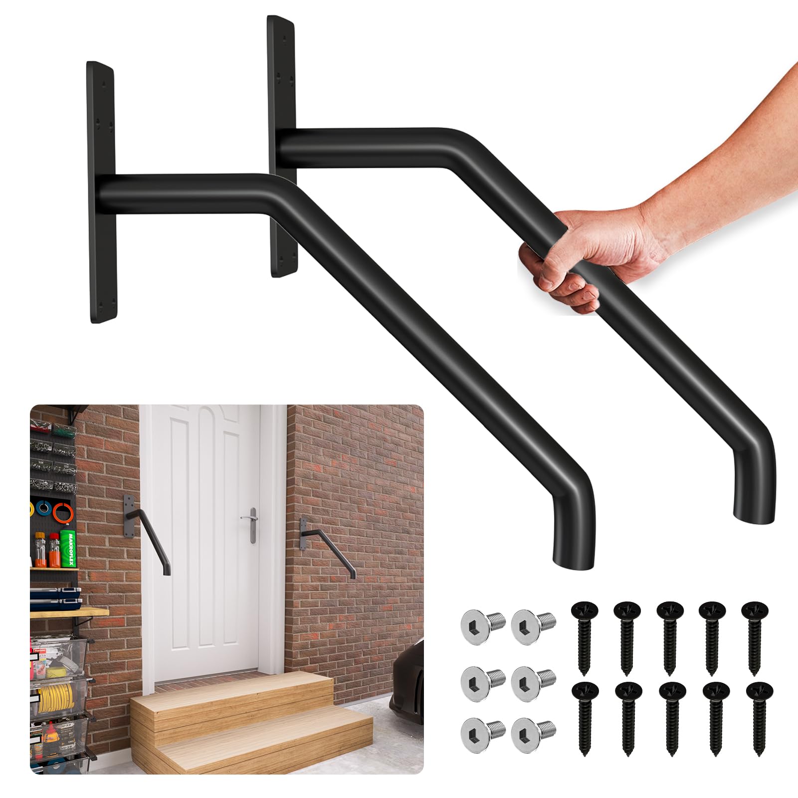 Snapklik.com : 2Pack Garage Railing Sturdy Wall Mount Hold Tight Hand ...