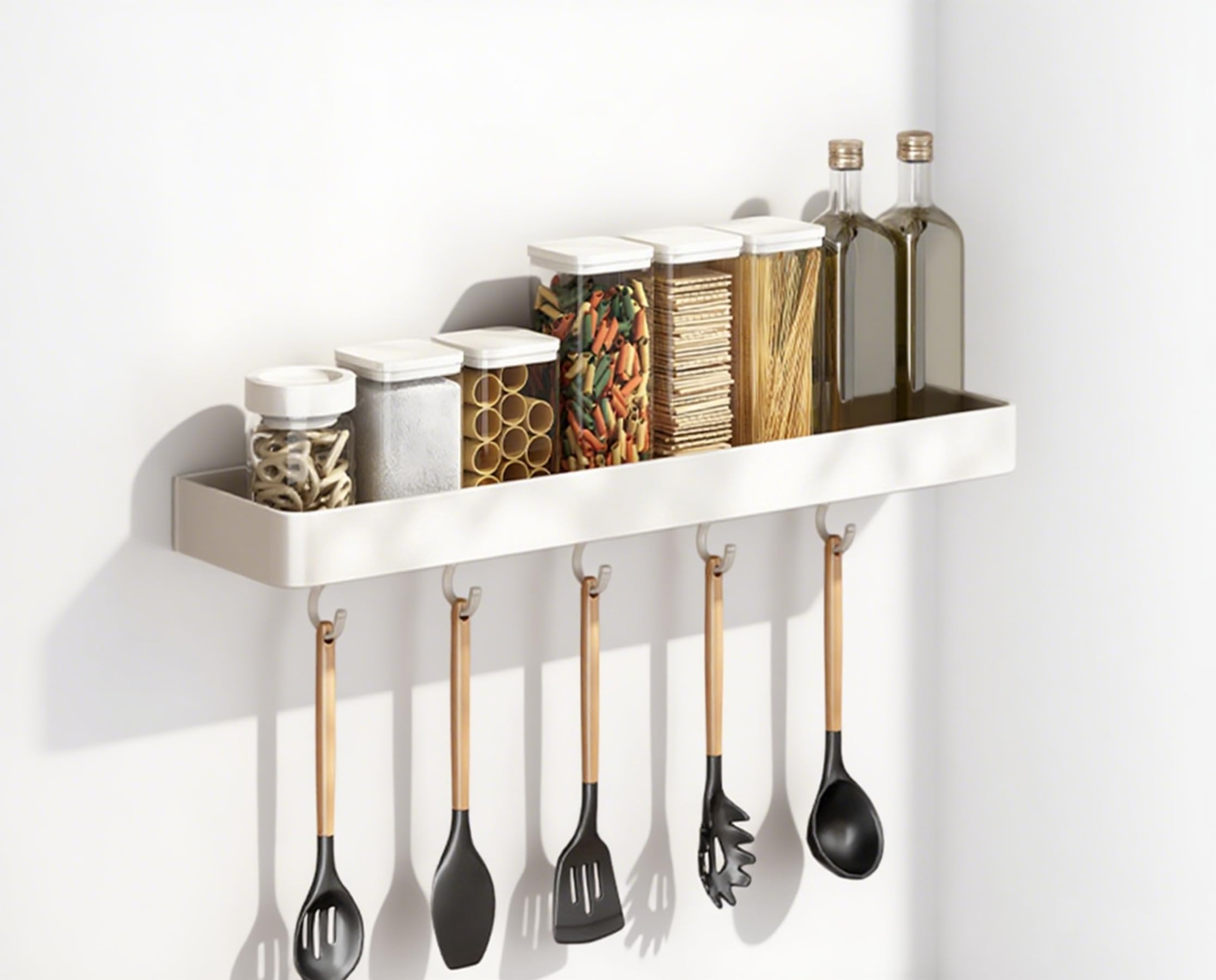SEIDO Space-Saving Bathroom Shower Caddy No-Drill Shelf Organizer Wall Mount Bathroom Storage Organizer with Hooks Space Aluminum 12