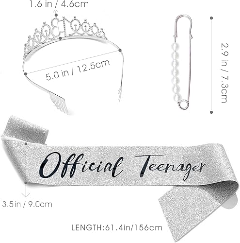 Miniatura 4 de 13rd Birthday Sash & Rhinestone Tiara Set, 13 Year Old Birthday Gifts for Her Birthday Party Decorations for Girls