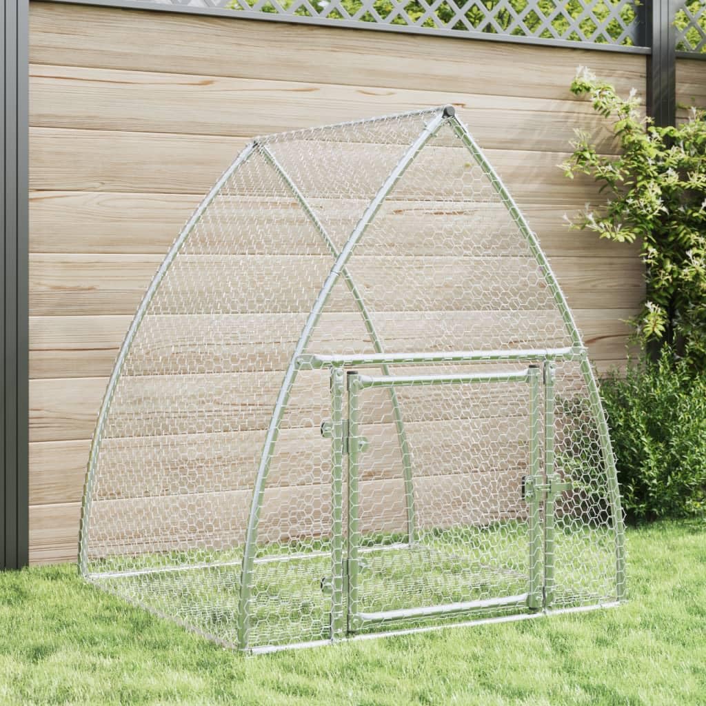 Conejera plateada de acero galvanizado, 105 x 100 x 120 cm, con puerta y cerradura, jaula para animales pequeños para conejos, casa de roedores, rueda libre y salida al aire libre para