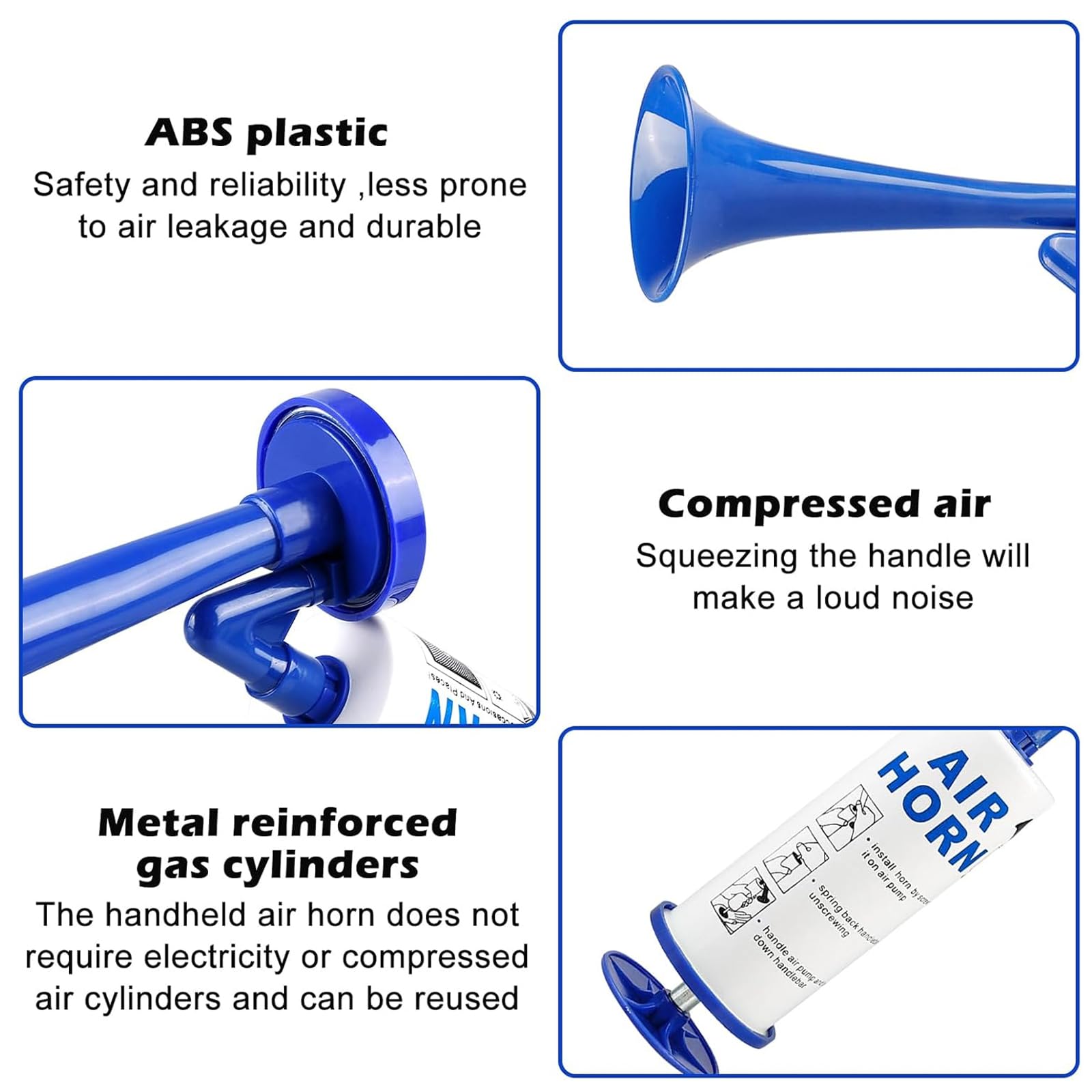 Klaxon à Air Comprimé en Métal 2 Pièces, Pression d'air Portable Fanfare pour Football Bateau Voiture