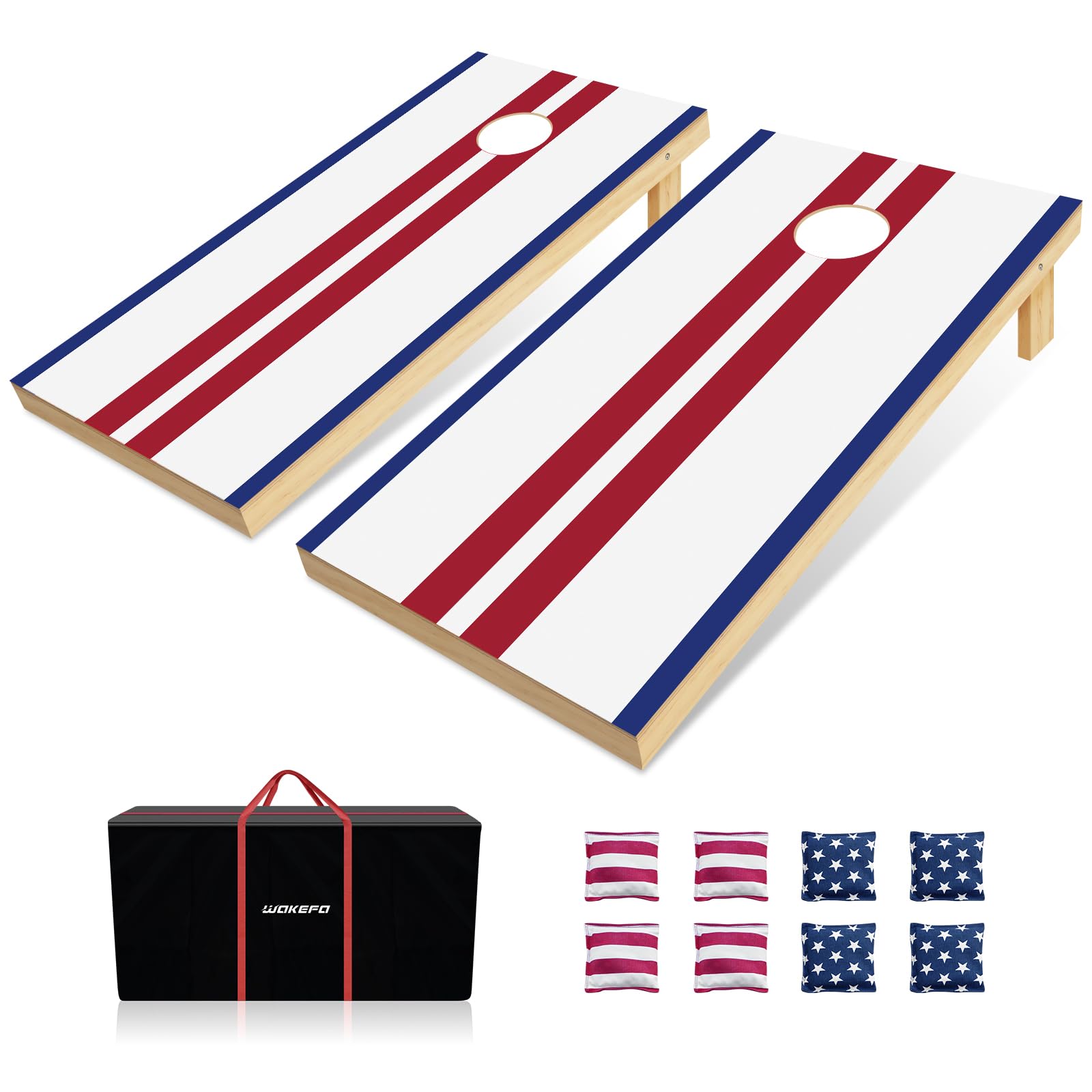 Wakefa Classic Cornhole Set?4' x 2' or 3' x 2' Corn Hole Set with 8 Bean Bags, 2 Corn Hole Boards for Adults, Family, Lawn, Yard, Outdoor Cornhole Boards Bean Bag Toss Game with Carrying Bag.