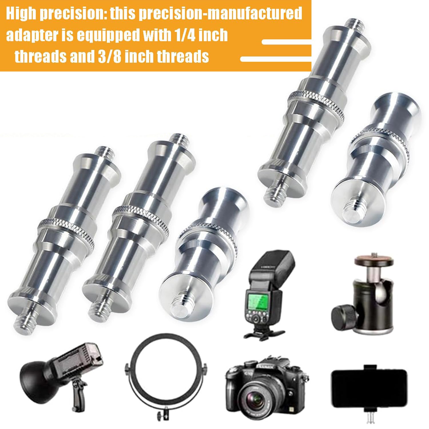 Vite Adattatore Piede Flash Studio, Spigot In Metallo Con Filettatura, Adattatore Piede Flash Studio, Spigot In Metallo Con Filettatura 1/4 3/8, Non Facile Da Arrugginire