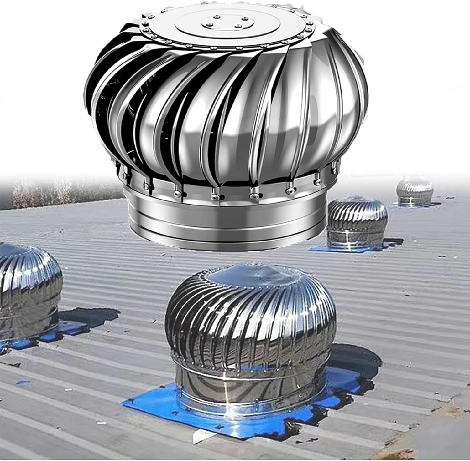 6.3in Stainless Steel Exhaust Cap - 304 Roof Flue Vent, Chimney Cowl Air Vent, Attic Ventilator Fan, Easy Installation, Durable Weatherproof Design for Home & Garage