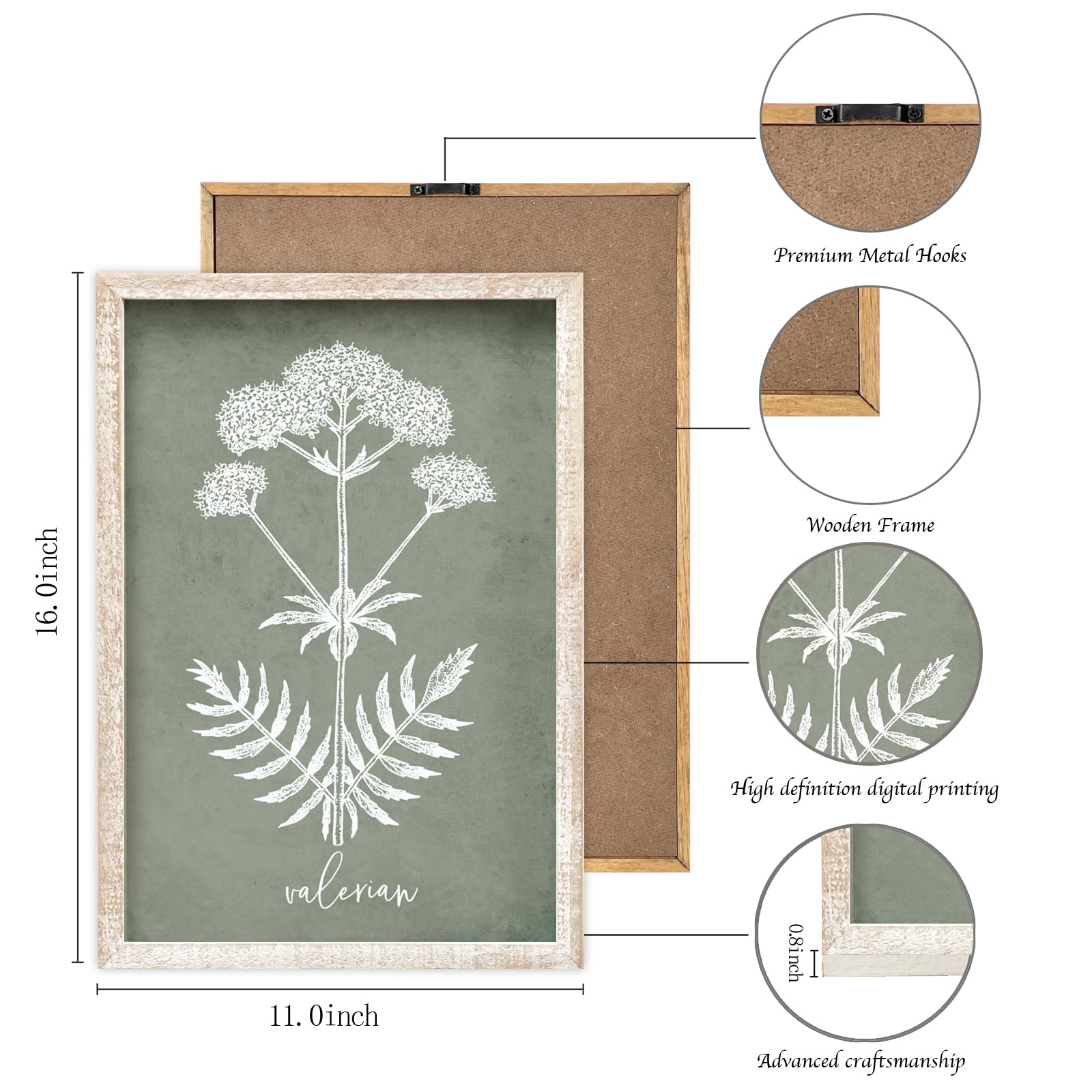 HAUS AND HUES - Juego De 4 Flores Para Pared, Pinturas De Flores Enmarcadas, Fotos Florales, Carteles Botánicos Enmarcables (11 X 14 Pulgadas, Marco Negro