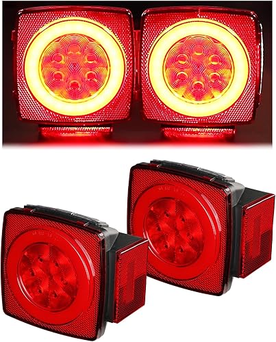 KAX Kit de 2 luces LED cuadradas para remolque con halo Glow sumergible cuadrado LED marcador lateral para remolque de 12 V, barco, cámper,