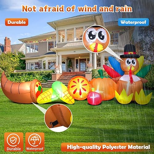 Miniatura 5 de KOOY Decoraciones inflables de Acción de Gracias de 10 pies, pavo y verduras de maíz con luces LED para otoño, feliz festival de Acción de Gracias,