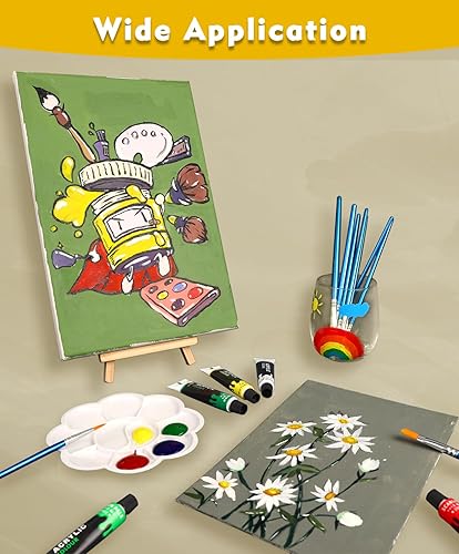 Miniatura 5 de Colorful Kit de arte de pintura acrílica, incluye pinturas acrílicas, papel de pintura, lienzo, paleta de 10 pozos y pinceles de pintura, elección