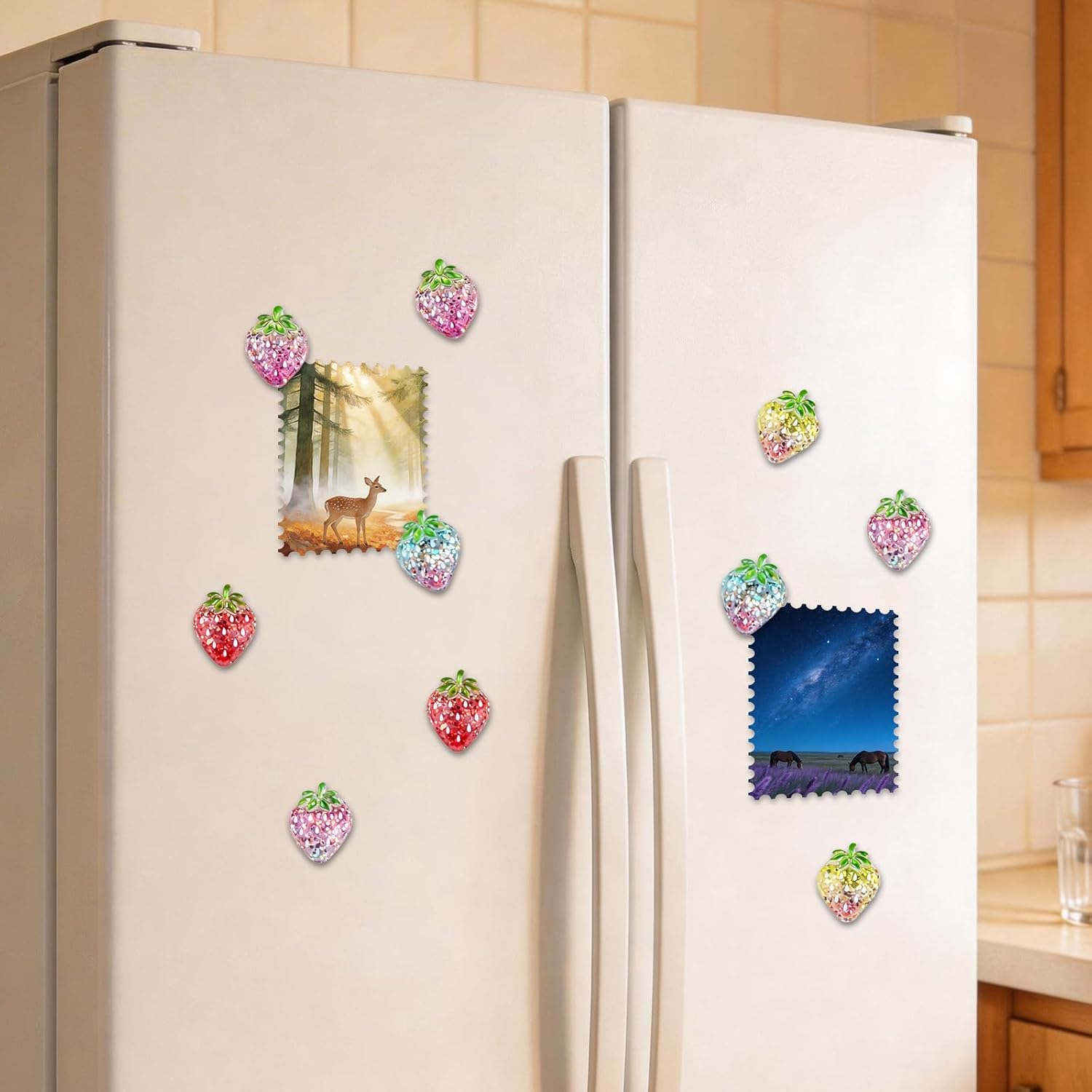 Dazoratix Cute Strawberry Fridge Magnets - 10 Pcs Colorful Refrigerator image 5