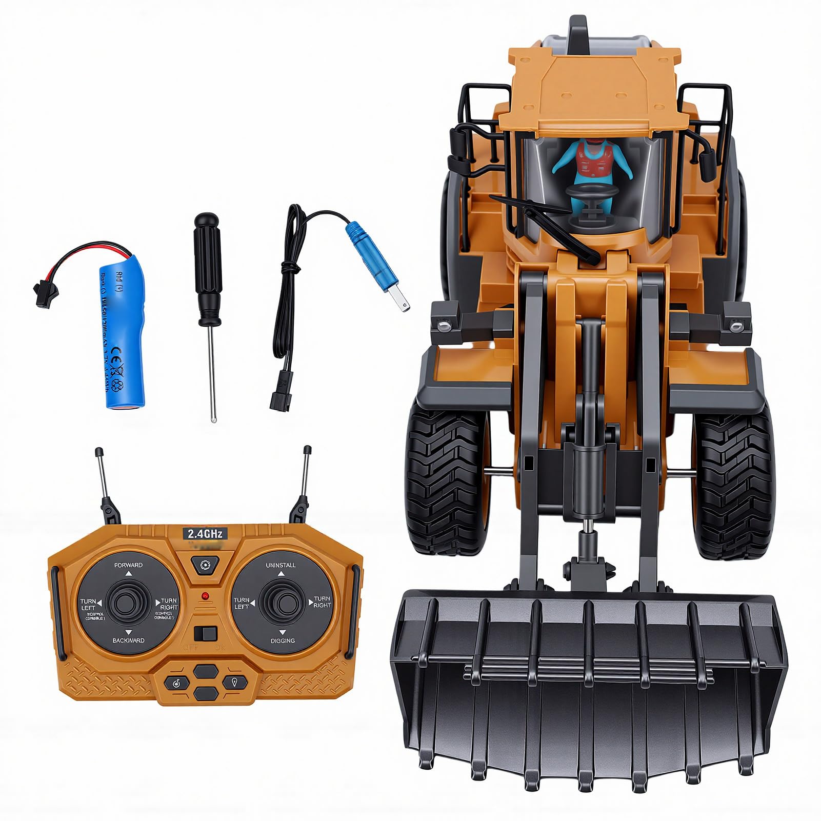 Alomejor Véhicule de Construction RC, Bouteur Télécommandé 2.4GHz avec