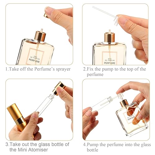 Miniatura 10 de Tessco for you 35 botellas de perfume recargables de viaje de 0.3 fl oz, mini botella de perfume de colonia, bolsillo vacío para viajes y salidas,