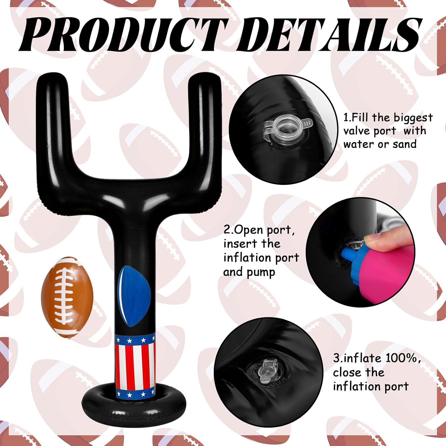 Inflatable Jumbo Football Set with Goal, Ball and Accessories for Outdoor Practice and Fun Black image 4 of 6 B0CLY84ZHQ