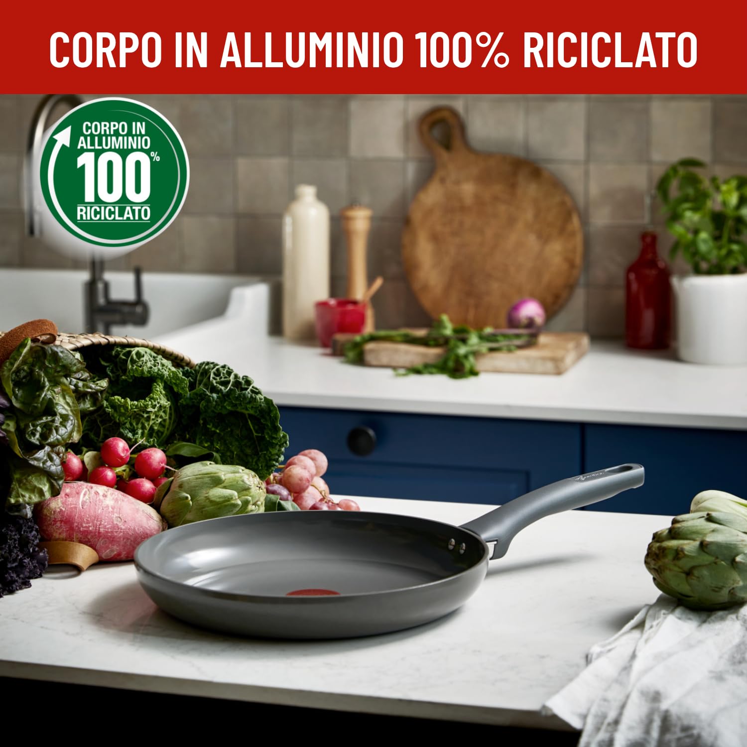 Lagostina Risorsa, Set Padelle Antiaderenti, 3 Padelle 20, 24 e 28 cm con Rivestimento in Ceramica, Padelle Antiaderenti Compatibili con Gas e Induzione, Tecnologia Thermosignal, Cottura Senza Grassi