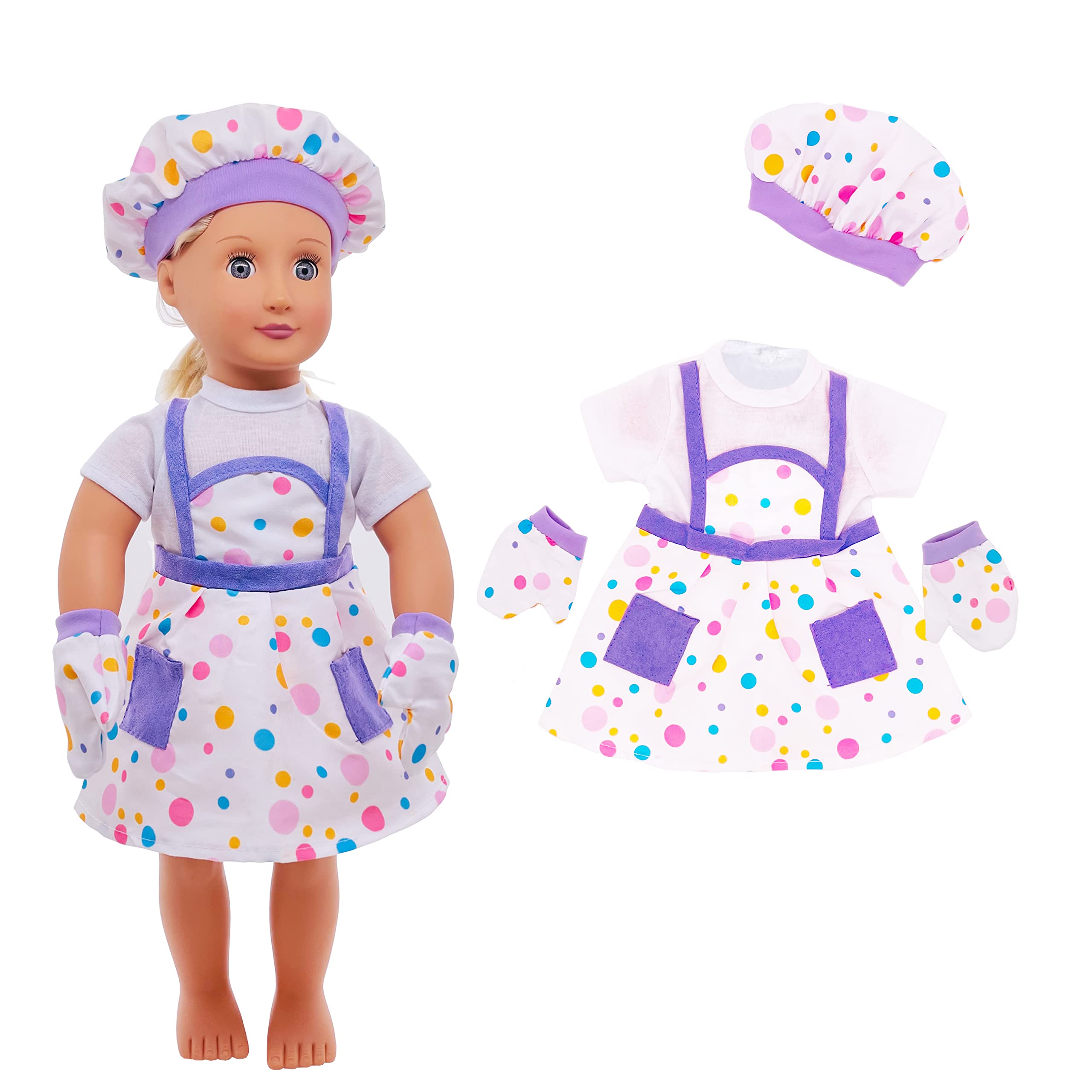 18" Doll Baking Apron Dress Set Clothes Accessories for American OG Girl 18 Inch Doll Accessories Sets Doll Chef Outfit Dress Outfits Gifts