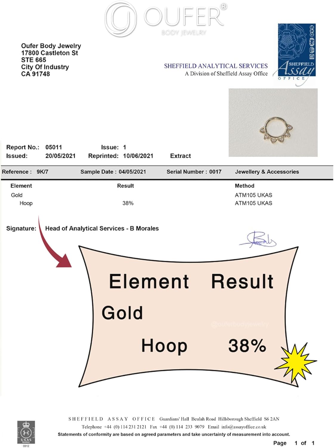 OUFER Gold Daith Piercing Jewelry, 9K Solid Gold Daith Hoop Earring, 16G Clear CZ Design Daith Earrings, Helix Cartilage Septum Piercing Jewelry