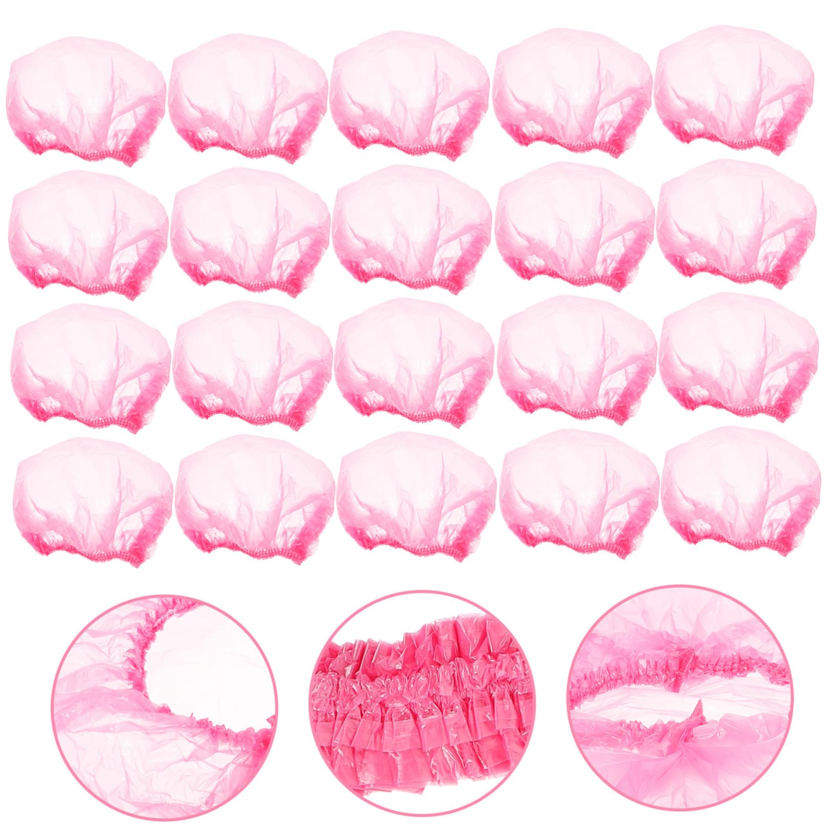 WOONEKY Cuffie da Doccia Impermeabili per Donne, Design Elastico in Plastica Rosa, Taglia Grande 44cm, Confezione da 500 Pezzi, la Cura del Viso la Doccia