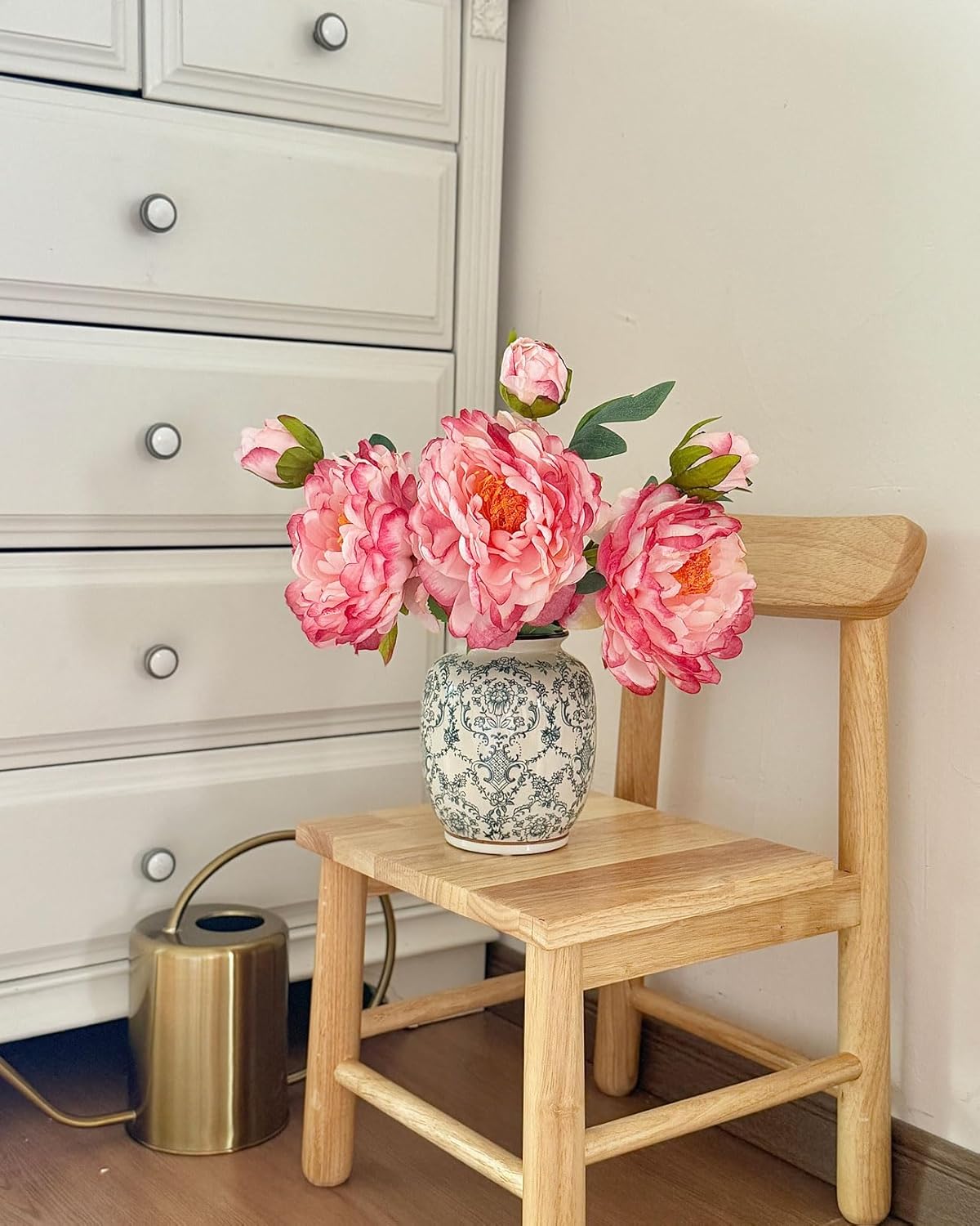 Vintage Chinoiserie Ceramic Vase, Porcelain Decorative Flower Vase for Centerpiece Living Room Table Shelf, Retro Country Decor - Image 8