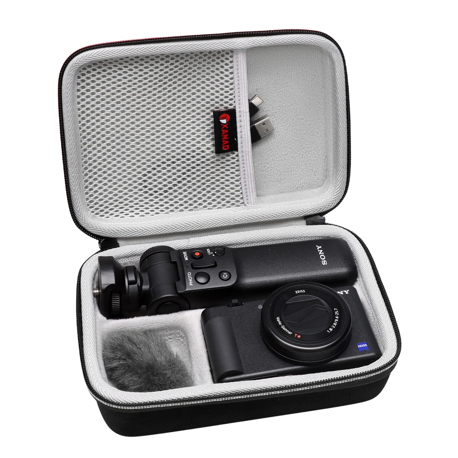 XANAD Hard Case for Sony ZV-1/Sony ZV-1F Camera with Vlogger Accessory Kit Tripod (GP-VPT2 BT) and Microphone - Travel Protective Carrying Storage Bag