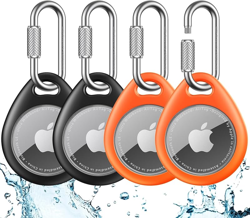 Kit com 4 Capas para AirTag UNBREAKcable com Mosquetão de Travamento em Aço Inoxidável 304