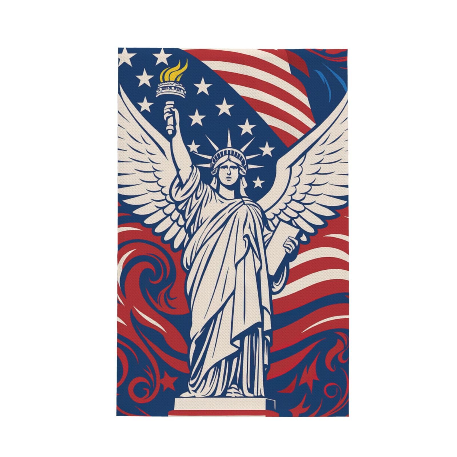 Xxahnbm Black Liberty Statue With American Print Waffle Kitchen Towel,Absorbent Hand Towel