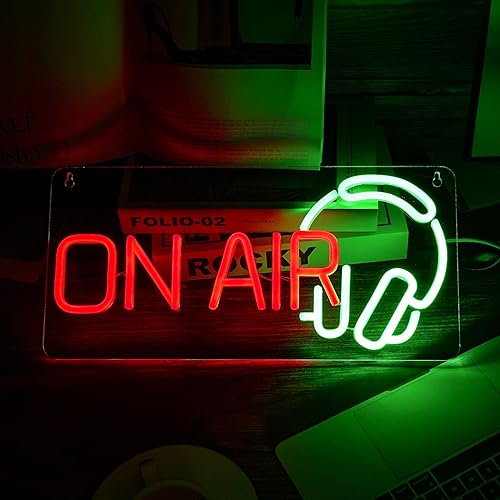 Miniatura 5 de Letrero de neón regulable ON AIR con luz LED ON AIR alimentado por USB, letrero de decoración de 16.5''X7.9'', dormitorio, bar, club, cueva del