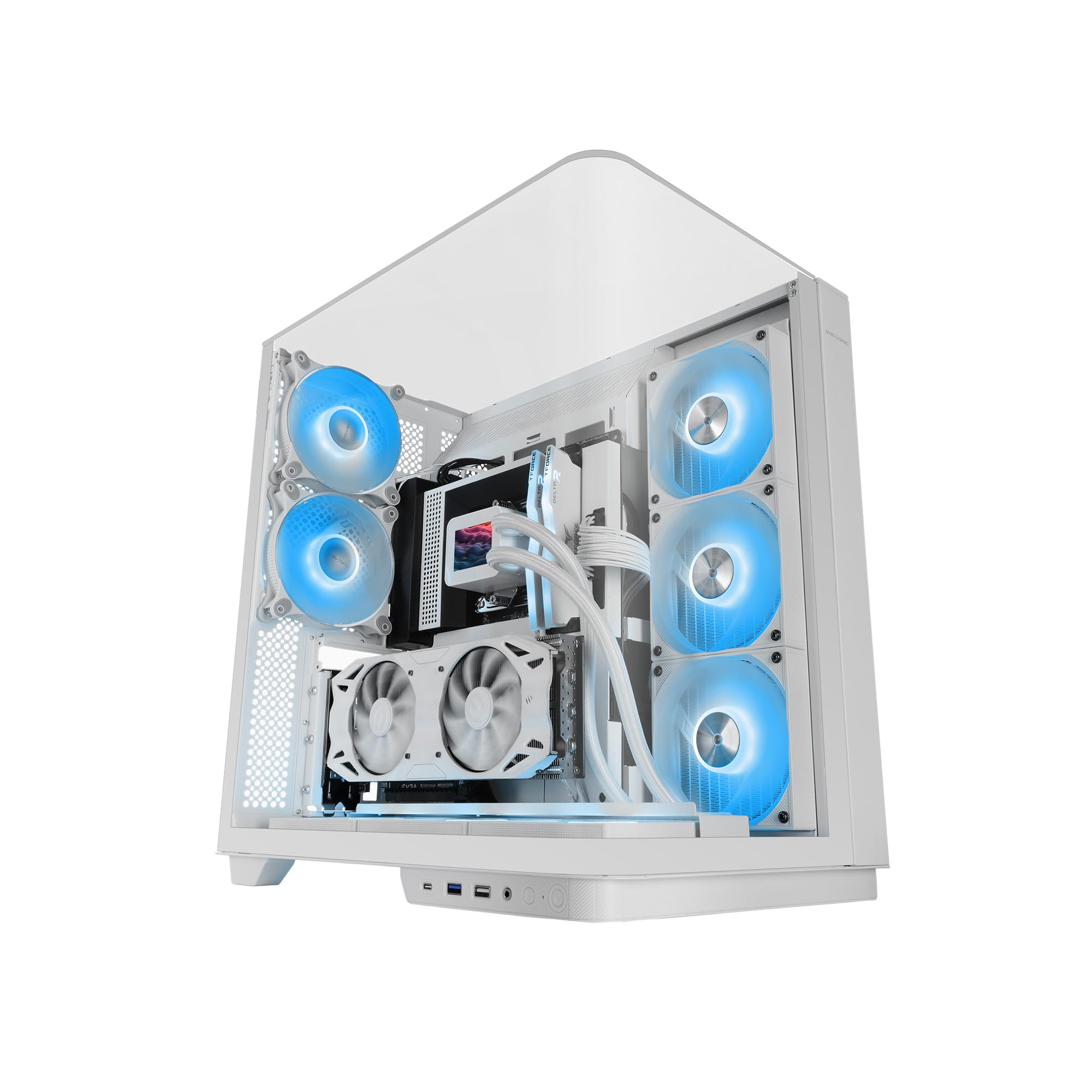 Mars Gaming Mc-infinio ATX-PC-Gehäuse, gebogenes gehärtetes Glas, 2 x 120 mm Argb-Lüfter, USB-C, Schwarz