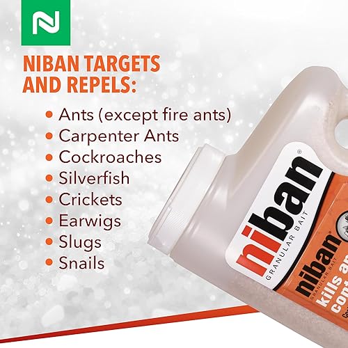 Miniatura 3 de Insecticida Niban granular para control de plagas 4 libras mata hormigas cucarachas grillos camello campo casa y mole dermaptera lepisma caracol