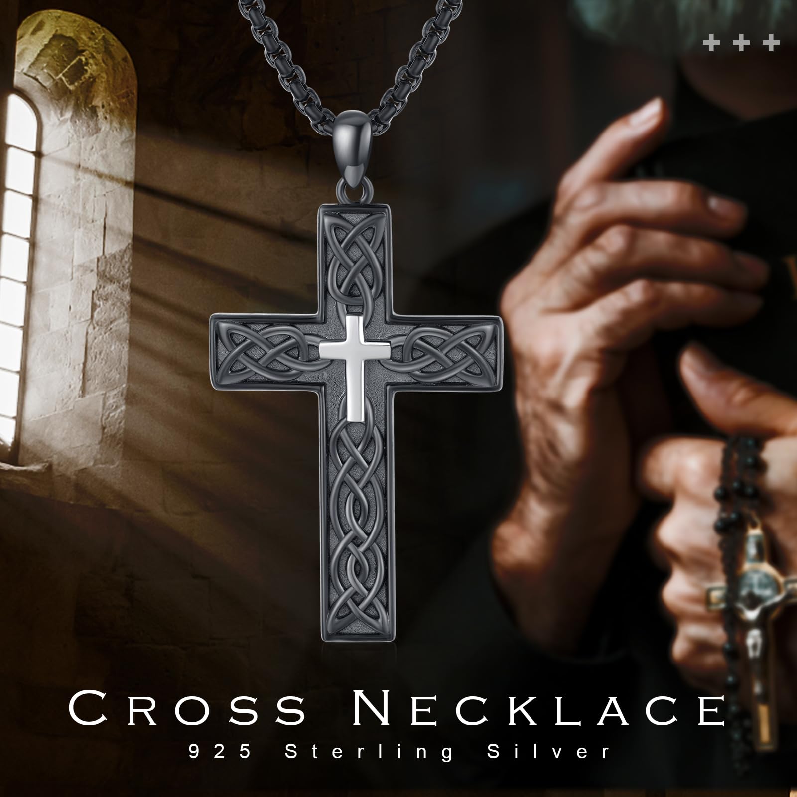 REDSUN Wikinger Pfeil Thors Hammer Kette 925 Sterling Silber ViKing Kreuz Hammer Kreuz Anhänger Keltisches Anhänger Amulett Schmuck für Herren Sohn Jungen Damen Männer Unisex