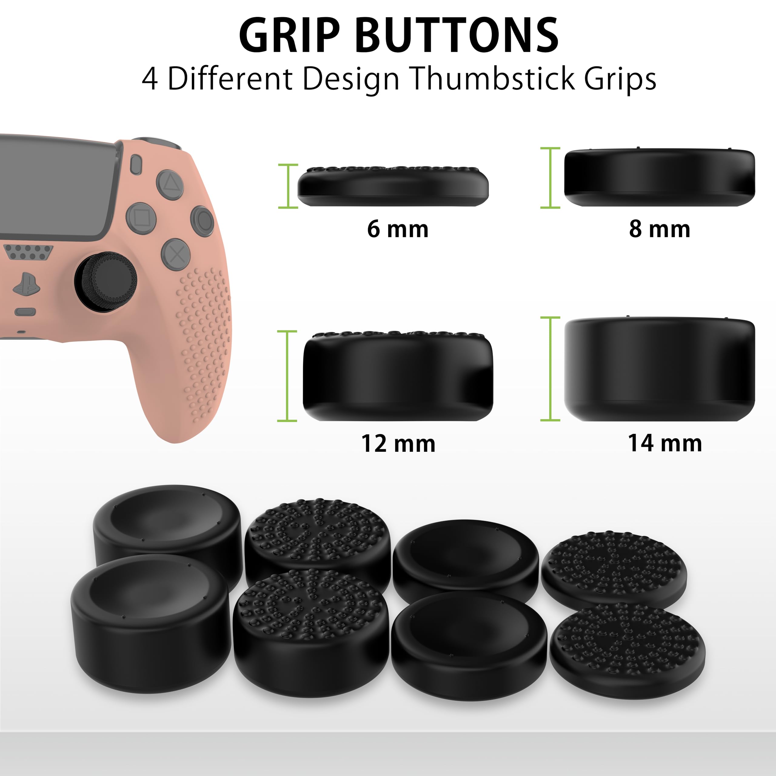 MyGadget Funda de Silicona Mando PS5 - con 8 Botones de Thumbsticks (2 Pares Altos | 2 Pares Bajos) - Carcasa para PlayStation 5 Dualsense Wireless en Naranja - 4