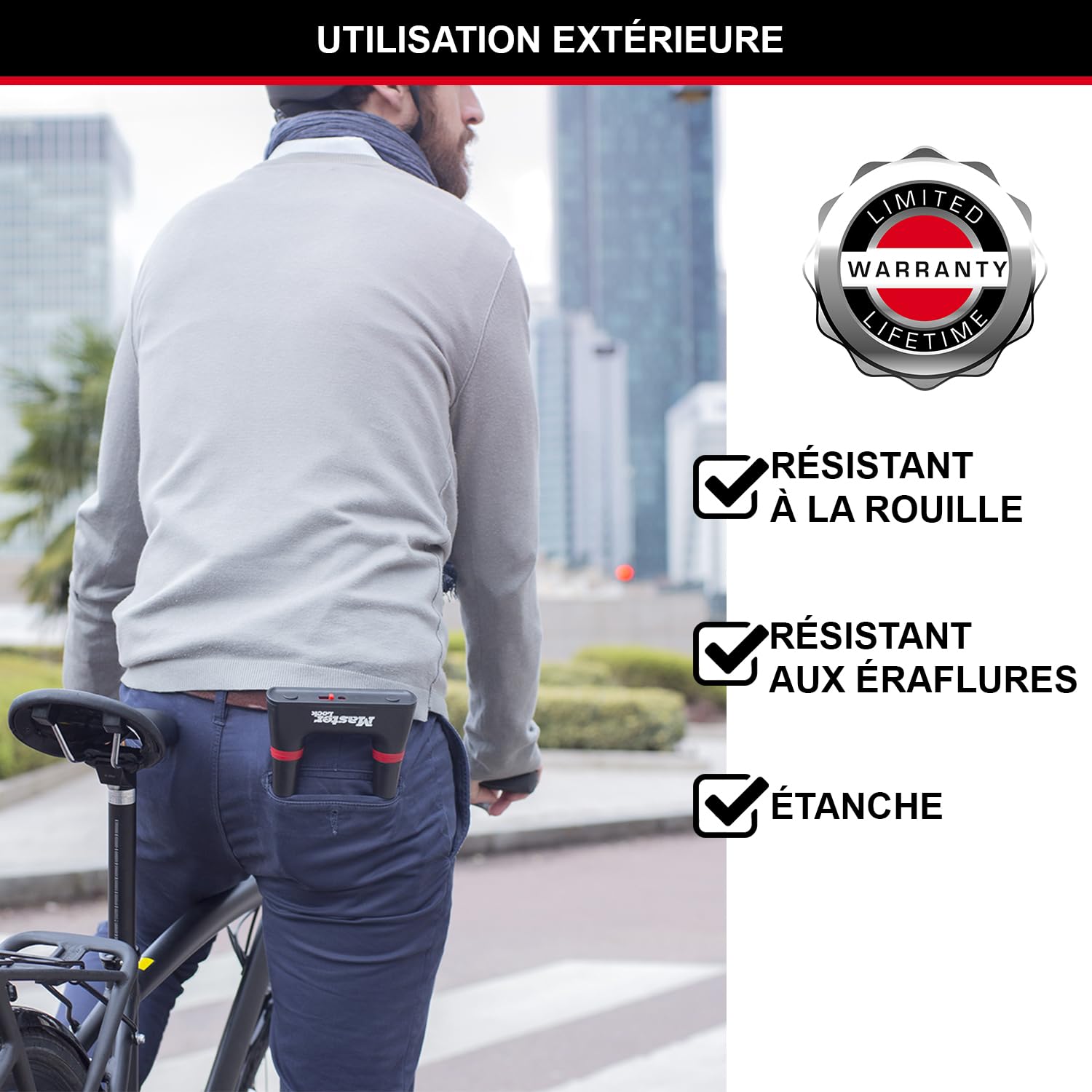 Master Lock Antivol de vélo à clé Noir