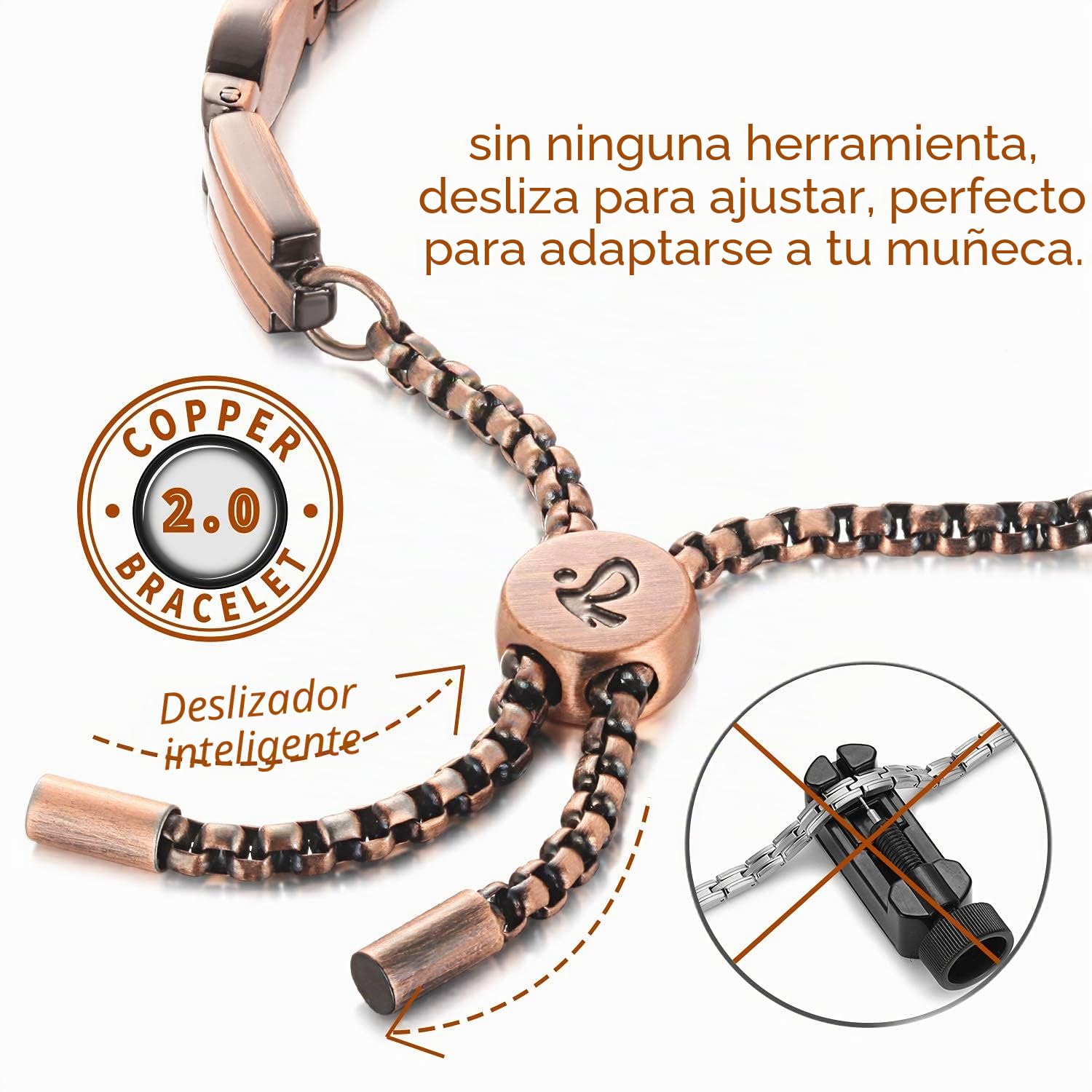 RainSo Fuerte pulsera magnética terapéutica para mujer de cobre, ideal como alivio del dolor,y síndrome del túnel carpiano, pulsera magnética de cobre (cristal de chispa), talla única, Cobre