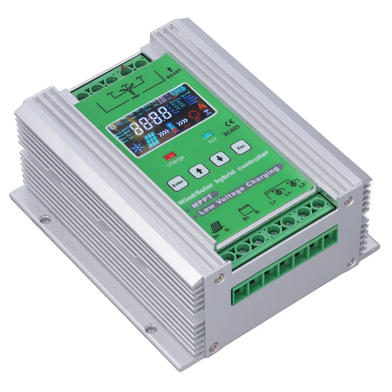 Hybrydowy Regulator ładowania Wiatru Słonecznego o Wysokiej Wydajności 1000 W Regulator ładowania Słonecznego Wiatrowego do Monitorowania W Terenie, materiał ze Stopu Aluminium (DC12V/24V/48V)
