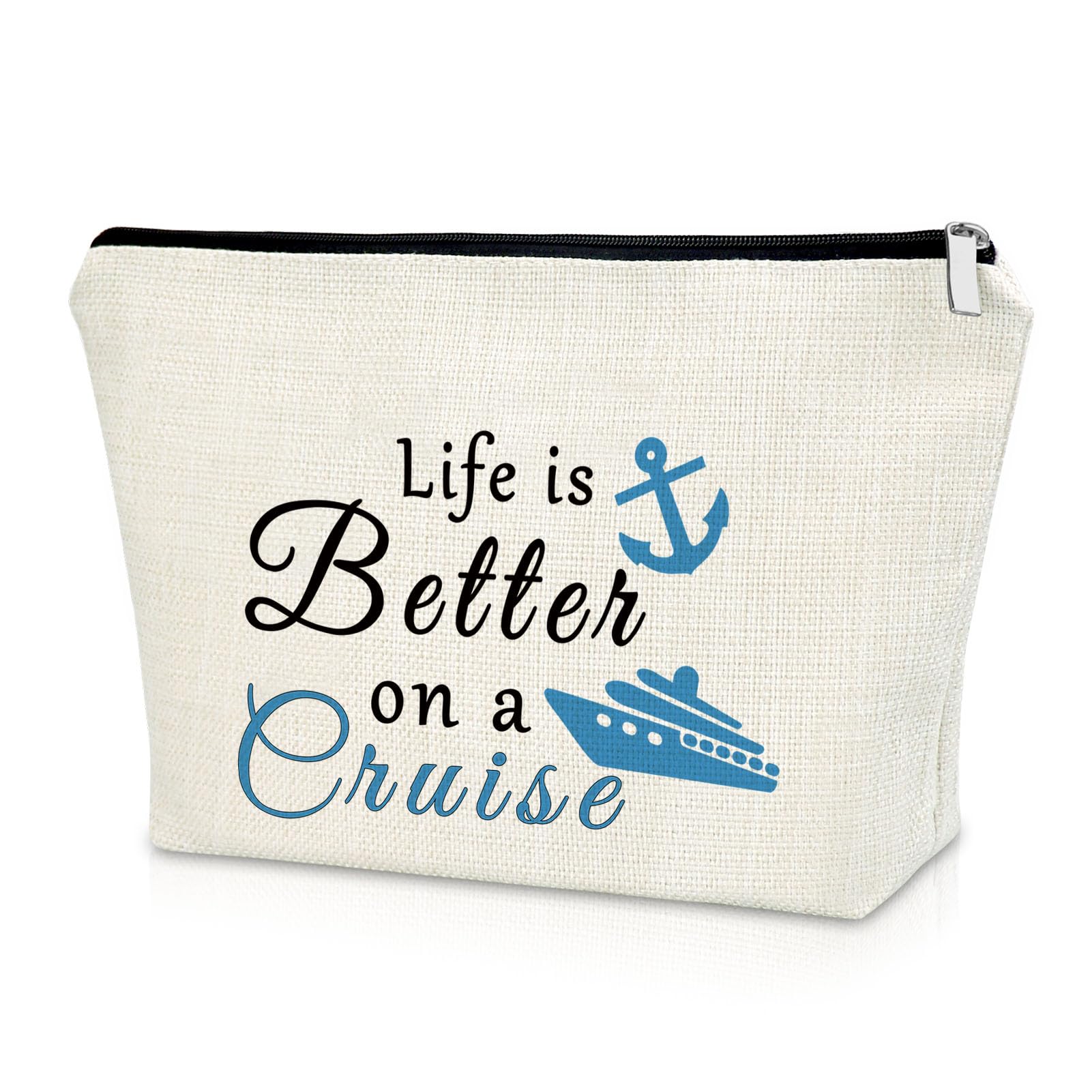 Sazuwu Cruise Themed Makeup Bag Vacation Beach Trip Gift for Women, Cosmetic Bag for Cruise Lovers Travel Weekend Birthday Retirement Present