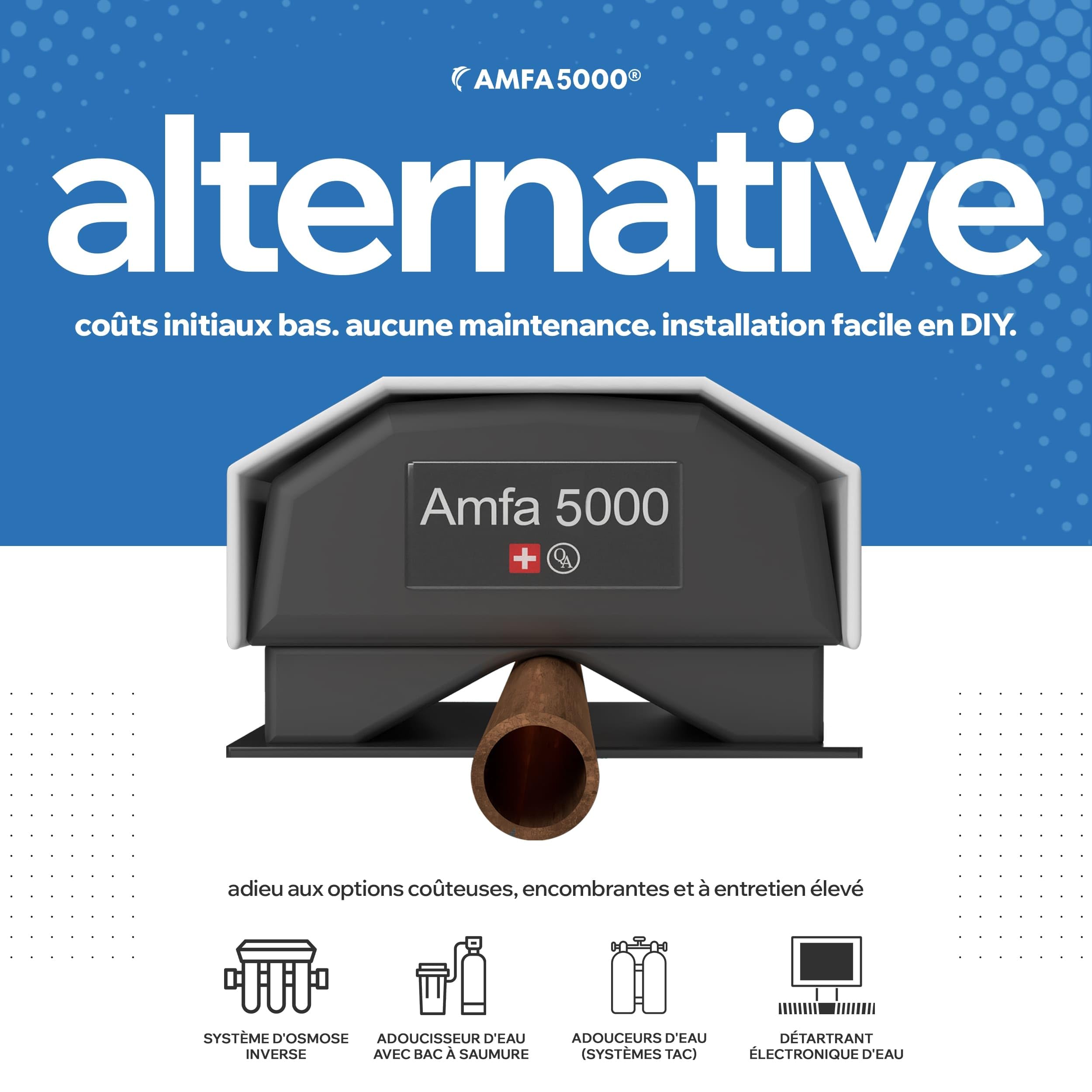 Amfa5000® Anti Calcaire Magnétique sans Sel - Adoucisseur d'Eau Maison | Détartrant magnétique sans sel ni chimie - protège canalisation, douche & lave-linge - sans entretien