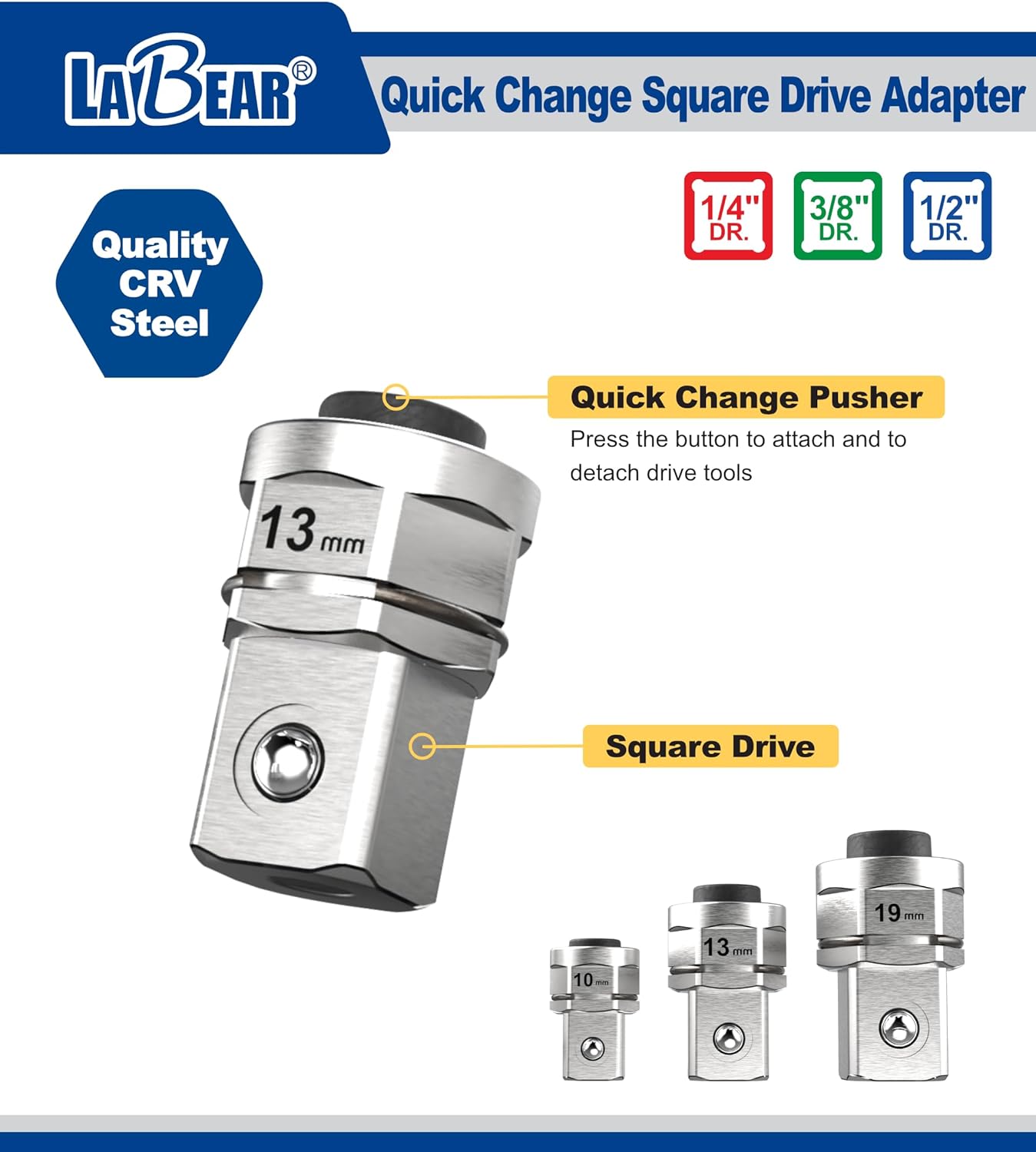 LABEAR - socket wrench adapters, Ratcheting Wrench to Square Drive Adapter Set