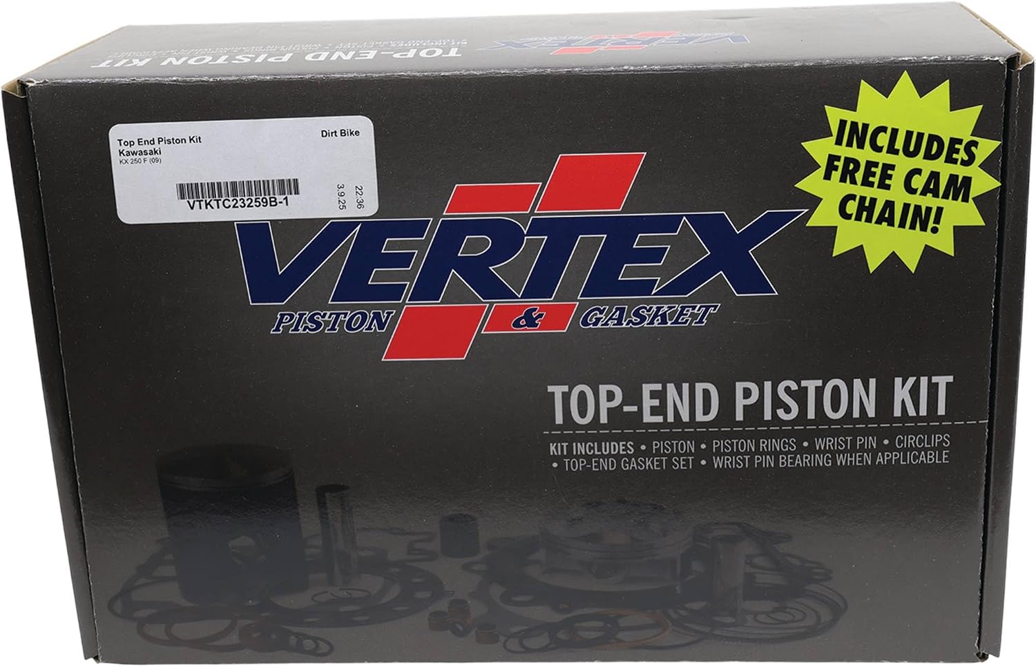 Vertex Top End Piston Kit VTKTC23259B-1 Compatible With/Replacement For Kawasaki KX 250 F 2009
