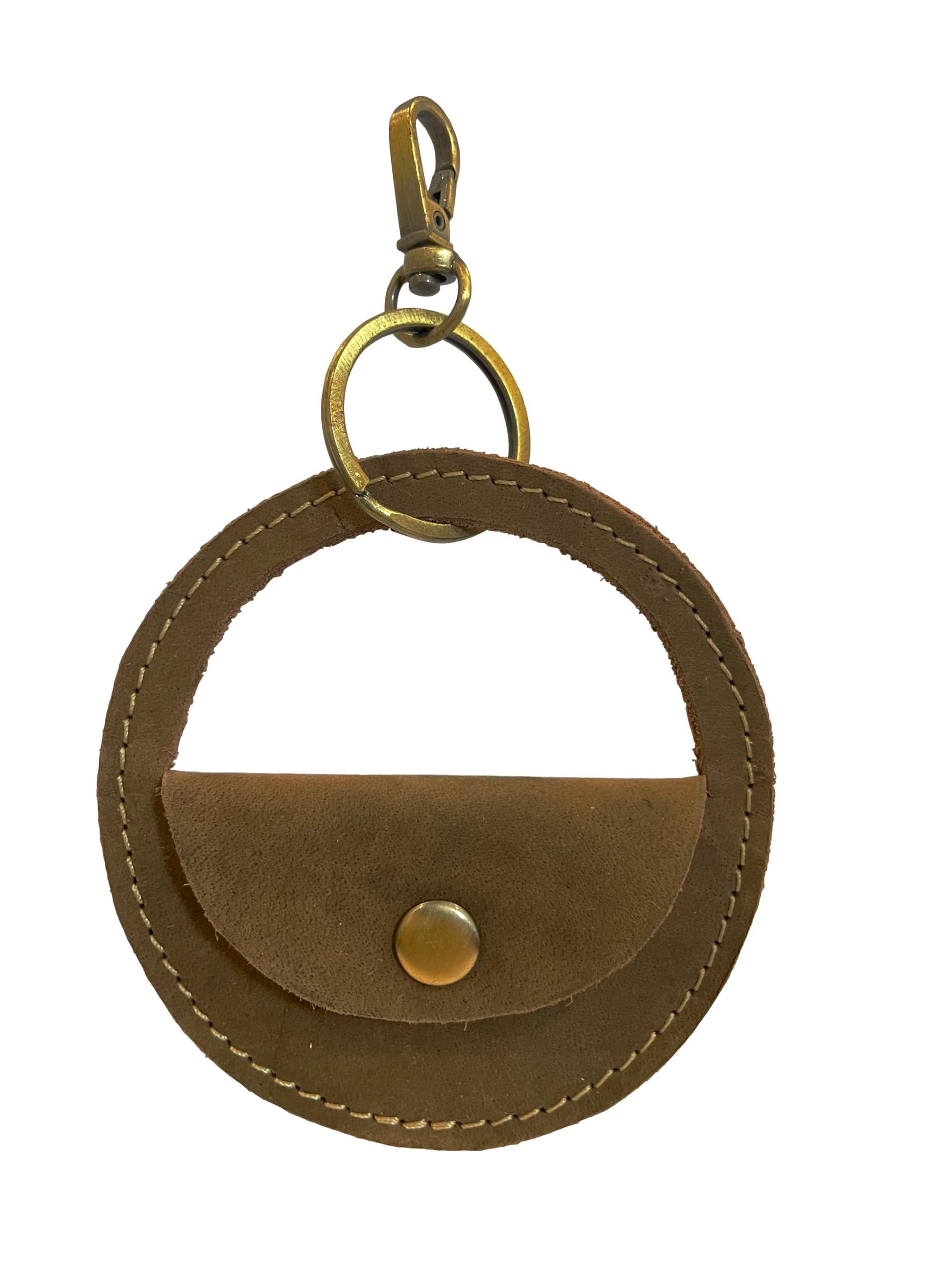 Round Leather Keychain Pouch : Natural Brown Color Nomad Leather Co.-image-20