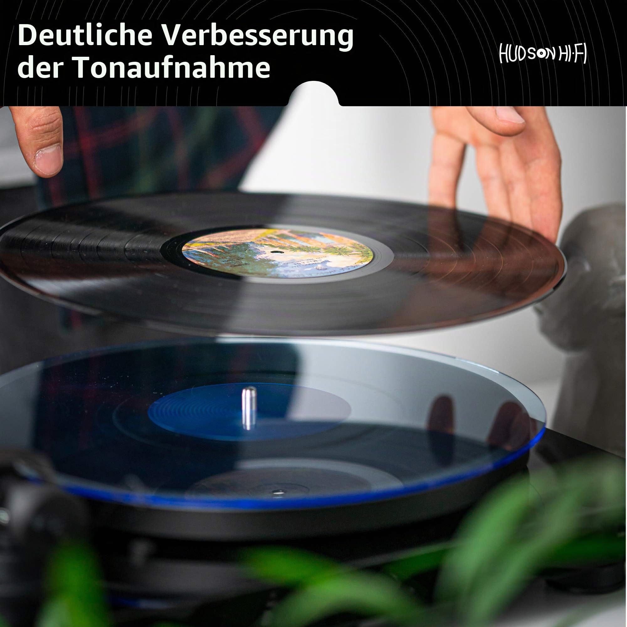 Hudson Hi-Fi Plattenspieler - Matte aus Acryl - BlueLit - LP Slipmat